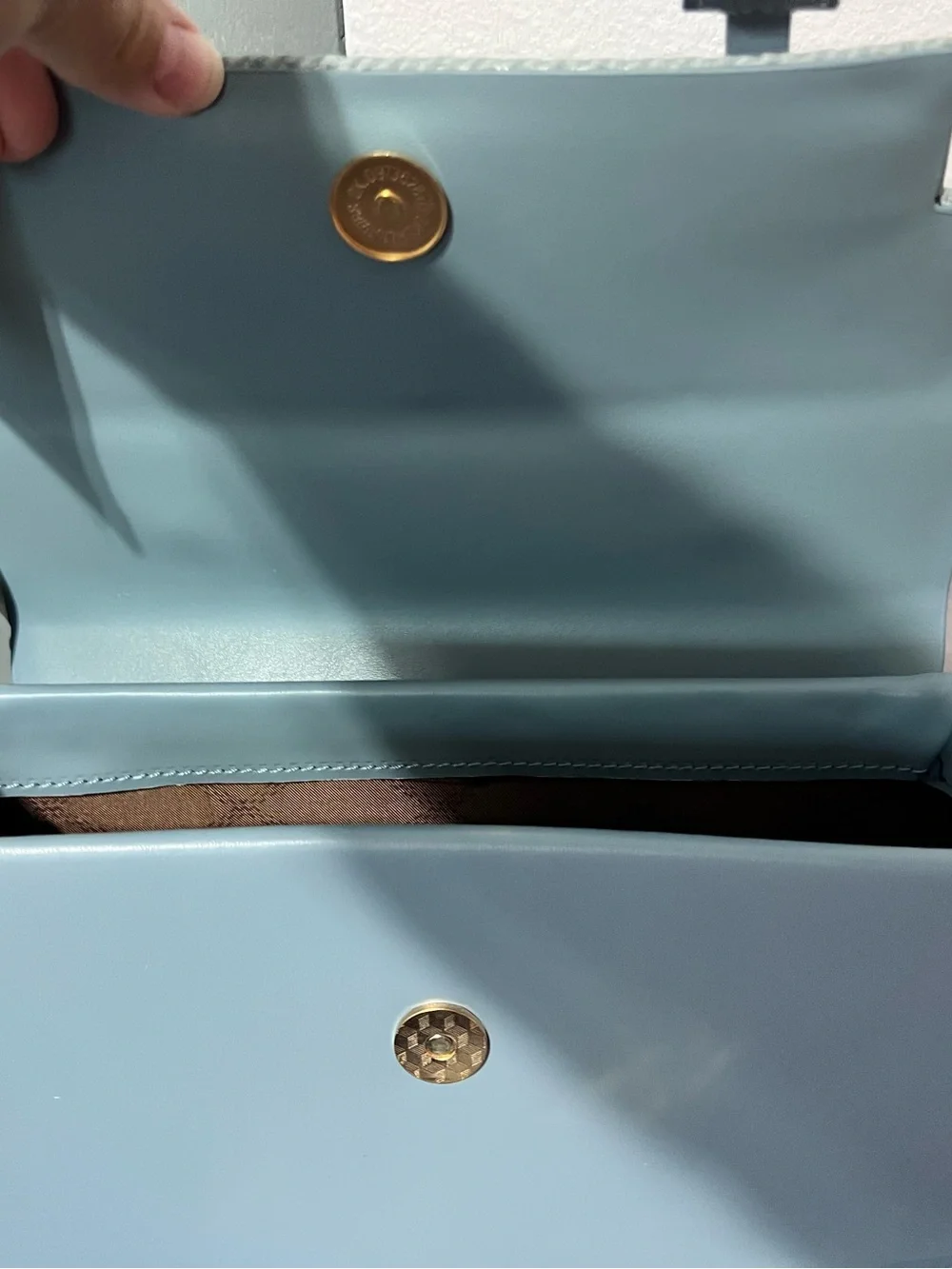 Elegant Light Blue Top-Handle Satchel with Scarf Accent and Matching Wallet